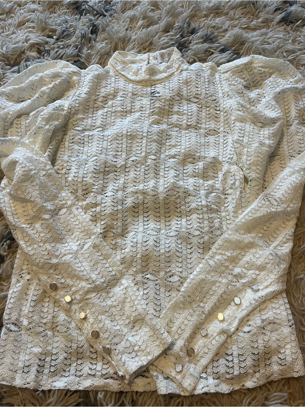 Anthropologie Champagne & strawberry Cream Lace Turtleneck Small
